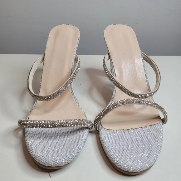 Sexy Rhinestone Transparent Heel Open Toe Square Heels Size Women's 9 NEW w/ Tag - Picture 4 of 9